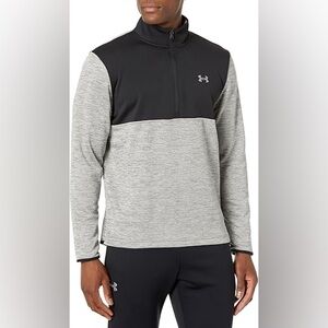 UNDER ARMOUR Black Grey Color‎ Block 1/4 Zip Pullover Sweatshirt Mens Large